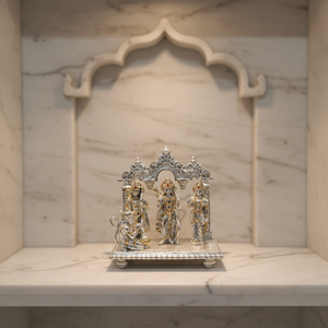 Elegant Silver Plated Handmade Religious Ram Darbar Idol Rama Sita Laxman Hanuman <b>Home</b> <b>Temple</b> Wedding Birthday Diwali Gift - Product Image 1
