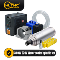 Accessoires de machines HLTNC, broche refroidie par eau 3KW, 24000 tr/min, 110V/220V/380V, kits de broches refroidies par eau 3KW pour routeur CNC