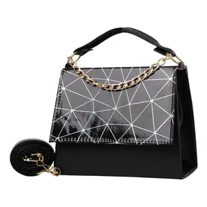 Borsa a Tracolla Nera Fana Eliana 19x6x14 Cm, Motivo Geometrico, PU Impermeabile, Chiusura con Cerniera, Stile Moderno per Uso Quotidiano - Product Image 3