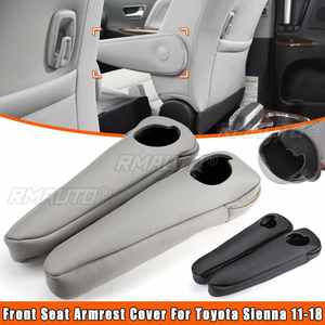2 Fundas de Cuero Sintético para Reposabrazos de Asiento Delantero para Toyota Sienna 2011 2012 2013 2014 2015 2016 2017 2018 Negro Gris - Product Image 1