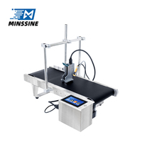 Impresora en Línea Inteligente Minssine 600DPI TIJ, Nueva Máquina Transportadora 2 en 1, Codificación de Fecha de Fabricación en PVC, Pantalla Táctil, Velocidad de 50m/min, Tinta Solvente