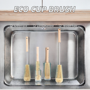 Eco-friendly Nylon Wood and <b>Bamboo</b> Bottle <b>Brush</b> with Long Handle for Cup Cleaning Scrubber - Product Image 3