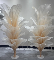 S-0054 Support de fleurs de luxe fait main pour mariage, décoration de centre de table principale, centre de table en organza couleur champagne, accessoires