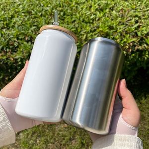 Custom Logo Double Wall Stainless Steel 16Oz Can White Blank Sublimation Soda Beer Tumbler Cups <b>Metal</b> Tumblers Cans - Product Image 3
