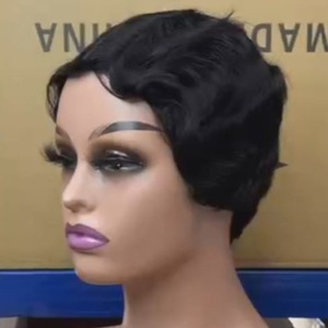 Peluca corta <span class=keywords><strong>de</strong></span> <span class=keywords><strong>cabello</strong></span> humano con ondas tipo pixie, peluca corta vintage con ondas tipo pixie, pelucas negras naturales para mujeres a la moda - Product Image 4