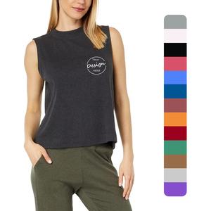 Summer New Arrival Custom Blank Breathable 180 Gsm Grey Ribbed Collar Gym Workout <b>Tank</b> <b>Top</b> Loose Cotton <b>Tank</b> <b>Top</b> <b>Women</b> - Product Image 1