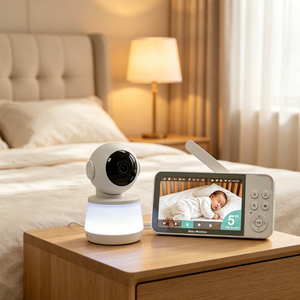Monitor Inalámbrico para Bebés con Modo de Ahorro de Energía ECO, Activación por Sonido, Pantalla de Despertador, Luz Nocturna Cálida Integrada y Canciones de Cuna - Product Image 1