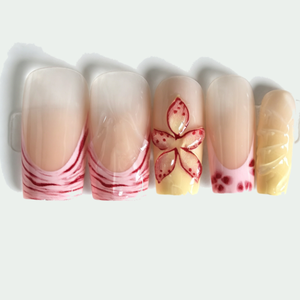 Ongles à presser Dihang en forme de cercueil, motif camélia en <span class=keywords><strong>dentelle</strong></span> peinte à la main - Product Image 5