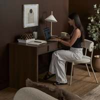 Bureau en MDF noyer avec 4 tiroirs, bureau d'ordinateur moderne pour le bureau à domicile