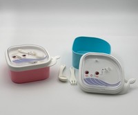 Récipient de bol de nourriture pour bébé en plastique mignon écologique avec fourchette et cuillère de stockage à compartiment unique pour bébés et enfants