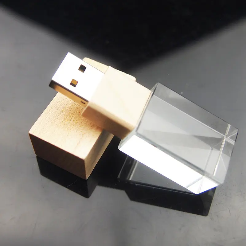 De 3D Logotipo de acrílico de cristal Pendrive Cle memoria Usb 2,0 de 3,0 USB de madera 2,0 64GB 32GB 16GB 4GB Usb Flash disk Drive