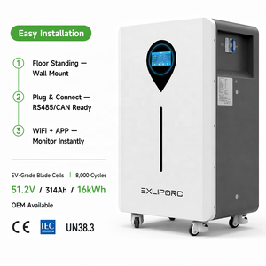 แบตเตอรี่ LiFePO4 16kWh 51.2V 314Ah เกรด EV แบบ Blade Cells 8000 รอบการใช้งาน พร้อม WiFi ในตัว แอปพลิเคชันควบคุมอัจฉริยะ BMS ติดตั้งง่าย แบบตั้งพื้น OEM - Product Image 1