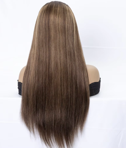 Perruque en cheveux humains bruns en U, densité 150%, cheveux humains vierges chinois lisses, vente en gros, perruque pré-coupée à couches <span class=keywords><strong>avec</strong></span> <span class=keywords><strong>bonnet</strong></span> - Product Image 2