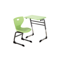 Meubles de classe modernes, bureau individuel réglable en hauteur en plastique ABS, chaises en PP, structure en acier pour salle de classe primaire