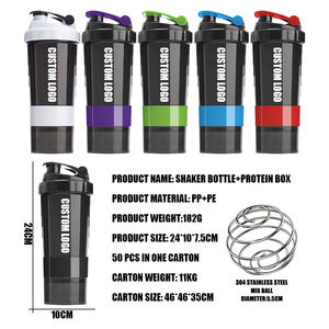 स्टाइलिश 500 मिली 3 लेयर शेकर कप स्पोर्ट्स वॉटर बोतल प्रोटीन शेकर मिश्रण जिम फिटनेस के लिए कप स्मूदी बोतल - Product Image 3