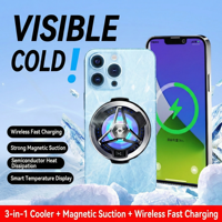 U-JIE-SL05 Hitam ABS Dudukan Magnetik Tipe-C Input Layar Temperatur Pendingin Ponsel Nirkabel Pengisian Daya Gaming