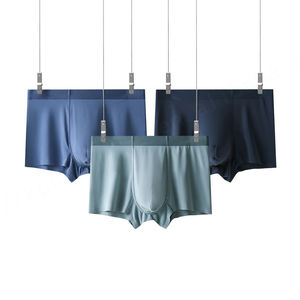 Calzoncillos bóxer de seda de hielo de verano para hombre de color sólido sin etiqueta de talla grande cuatro esquinas ropa interior para Hombre Bañadores con logotipo personalizado al por mayor - Product Image 6