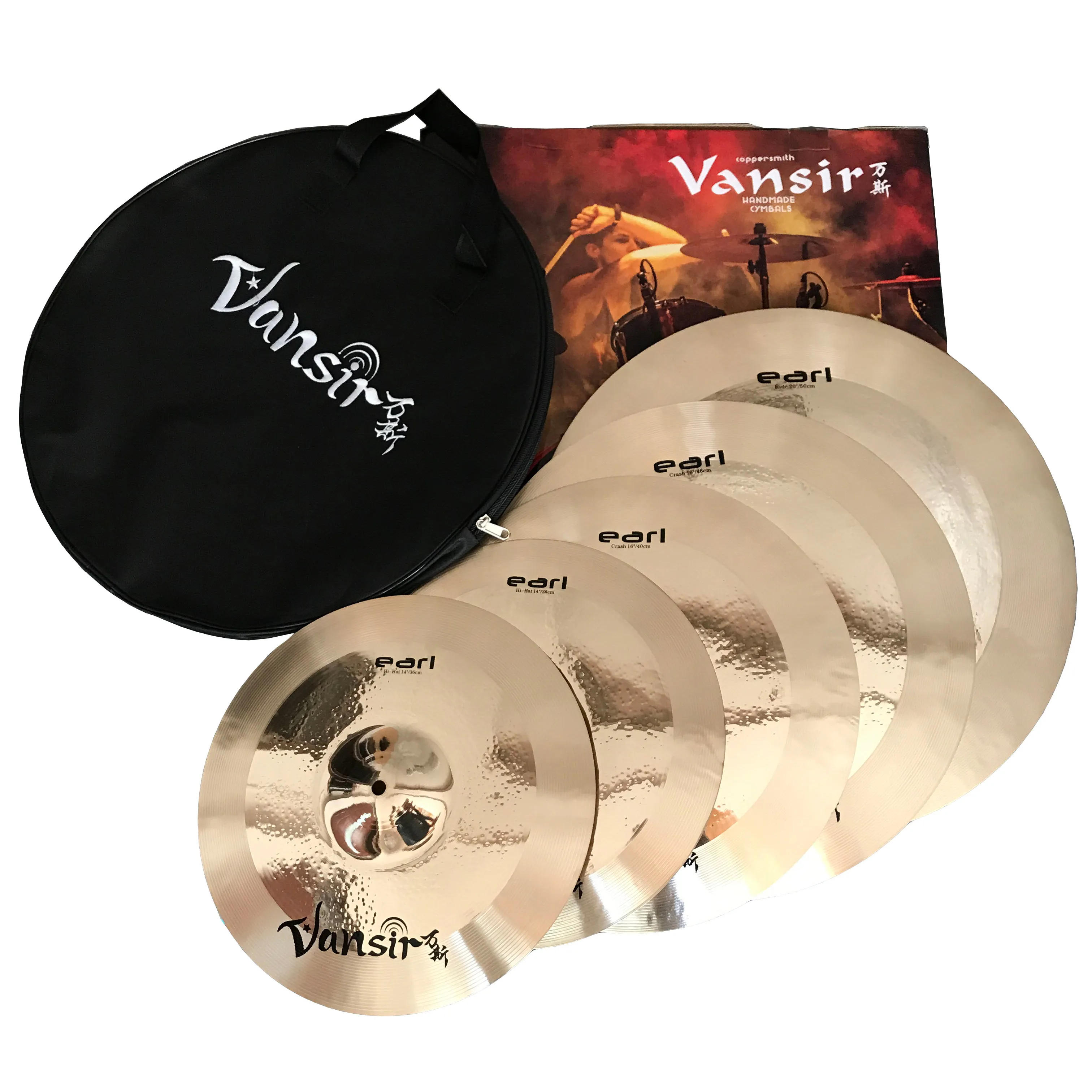 Vansir Hot Sell B20 Earl Series Cymbal Set 14''HH+16'' Crash+18'' Crash+20'' Ride+cymbal bag for sale