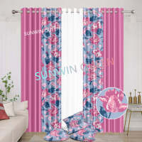 Rideau prêt-à-poser de luxe pour salon, design floral imprimé, à œillets, filtrant la lumière, 5/8 pièces, pour grandes portes et fenêtres