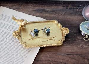 Fabricage Groothandel Custom Antieke Trinket Dish <span class=keywords><strong>Vintage</strong></span> Golden Zinklegering Metalen Sieraden Lade Met Vogel - Product Image 6
