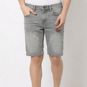 <b>Men</b> Washed Denim Shorts Slim Fit Casual Streetwear Rolled Hem <b>Jean</b> Shorts Custom Logo Wholesale - Product Image 1