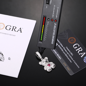 Bán buôn thời trang sang trọng 925 Bạc <span class=keywords><strong>Micro</strong></span> <span class=keywords><strong>Pave</strong></span> moissanite Red Zircon chéo Mặt dây chuyền Hip hop vòng cổ của bên thứ ba chứng nhận vượt qua - Product Image 5