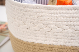 Cesta organizadora de cuerda de algodón con asa, portátil, con múltiples compartimentos y divisor, para el hogar o viajes. - Product Image 6