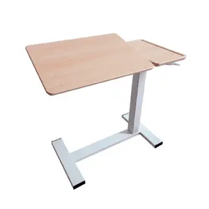 שולחן עץ ידני דקורטיבי נייד עבור עמוד מתכת יחיד הרמת גז שולחן מתכוונן לגובה