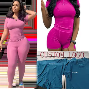 New arrivals 2024 CUSTOM LOGO ribbed gym fitness casual jogging wear Women's Sets