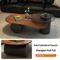 Table basse de salon de style mi-siècle en bois de noyer massif, irrégulière, durable, design, minimaliste, luxe léger