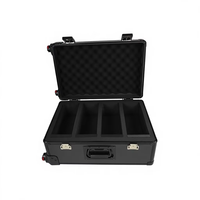 Boîte de rangement pour cartes gradées en aluminium, 4 rangées, doublure EVA, compatible PSA/BGS/FGS/SGC, étanche et antichoc avec protection 360° °   Chariot à roulettes