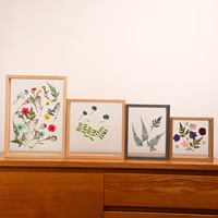 Cadre photo en bois massif, verre double face, carré, pour fleurs pressées, spécimens végétaux, décoration intérieure