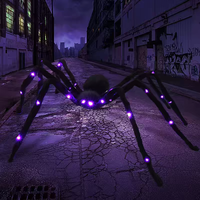 Décoration d'Halloween : Araignée Lumineuse en Peluche avec Lumière Diurne 6000K à Intensité Réglable pour Scène d'Horreur, Accessoire de Maison Hantée Extérieure