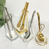 Ensemble de Service Buffet de Luxe 5 Étoiles pour Restaurant, Louche à Soupe Verticale en Acier Inoxydable, Pince Alimentaire avec Bol en Céramique et Support de Cuillère de Table