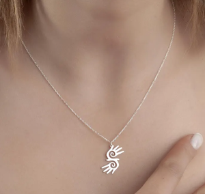 Kalung tangan penyembuhan, liontin tangan Hopi dua tangan penyembuhan perhiasan simbol damai pesona Reiki liontin perhiasan medis - Product Image 2