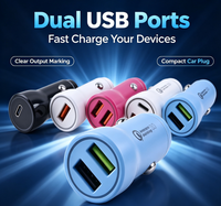 Cargador de Coche con Doble Puerto USB y Carga Rápida 3.0, 12V-24V, Universal, Mini Cargador para Encendedor de Cigarrillos, para Teléfono, Varios Colores