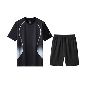 Conjunto Deportivo de Secado Rápido para Hombre, Manga Corta, Transpirable, Informal, para Entrenamiento de Verano - Product Image 1