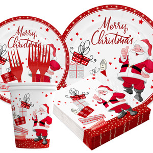 Juego de Platos de Papel Navideños DAMAI, Diseño de Papá Noel y Muñeco de Nieve, Vajilla Desechable con Plato de 7 Pulgadas, Platos de 9 Pulgadas, Servilletas, Vasos y Tenedores - Product Image 5