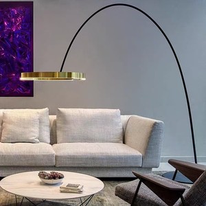 Luxury Floor Lamp Italian Style Living Room Bedroom LED Touch Control Adjustable Height Circular Standing Lamp - Product Image 3