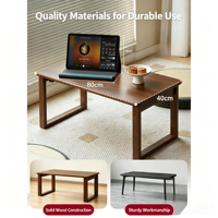 Table d'appoint moderne en bois massif pour fenêtre en baie, petite table basse, bureau pour ordinateur portable avec rangement, table d'appoint Kang à roulettes, plateau de lit pour chambre à coucher