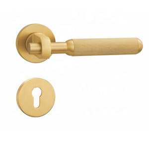 Luxury Modern Knurled Brass Interior <strong>Door</strong> Lock Solid <strong>Door</strong> <strong>Knob</strong> Bedroom Lever Fertise Bathroom Single Side Security MINKINGDEN - Product Image 1