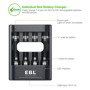 Porta USB tecnologia rapida EBL ingresso Smart AAA caricabatterie