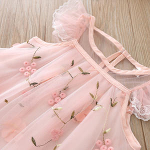 Vestidos de Encaje con Flores de Color Rosa de Alta Calidad para Niñas, Vestidos de Verano con Tutú y Tela Transpirable - Product Image 4