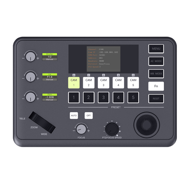 PTZ Camera Controller 2 Joystick Keyboard NDI Live Streaming Joystick Controller for PTZ Camera Large Screen POE Powered