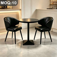 Ensemble de table ronde en bois massif et cuir avec plateau en marbre, 4 chaises, personnalisable OEM ODM, style moderne et luxueux, pour restaurant et mobilier de salle à manger