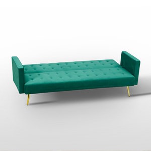 Sofá Chesterfield de terciopelo barato <span class=keywords><strong>cama</strong></span> perezoso cómodo sofá plegable sofá relax sofá <span class=keywords><strong>cama</strong></span> botón copetudo sofá <span class=keywords><strong>Cama</strong></span> con pata de metal dorado - Product Image 2