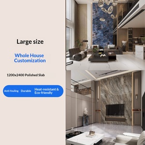 <span class=keywords><strong>Dalle</strong></span> de Pierre Réelle 1200x2400x9mm, Surface Brillante Pierre Frittée Modèle Complet pour Décoration Intérieure Maison - Product Image 4