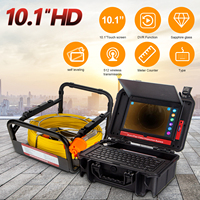 Cámara de Inspección de Alcantarillado con Pantalla Táctil HD 1080P de 10.1 Pulgadas, Contador de Metros, Transmisor de 512 Hz, Localizador Autonivelante, Cable de 5 mm, DVR de 16 GB