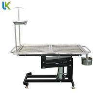 Table d'opération hydraulique en acier inoxydable 304 - Hauteur réglable par commande au pied, avec plateau porte-infusions et bac à déchets, pour chirurgie animale, certifiée CE