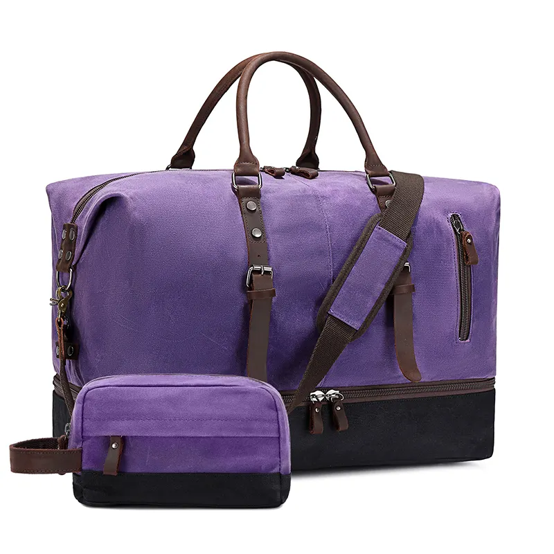 Bolsa de viagem em couro vintage com alças acolchoadas ajustáveis para mulheres, bolsa de viagem em lona de desenho personalizada Nerlion para fim de semana esportiva